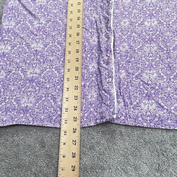 Simply Basic Sleepwear Shirt Womens 2X Purple Paisley Button Down Pajama Top - Picture 7 of 9